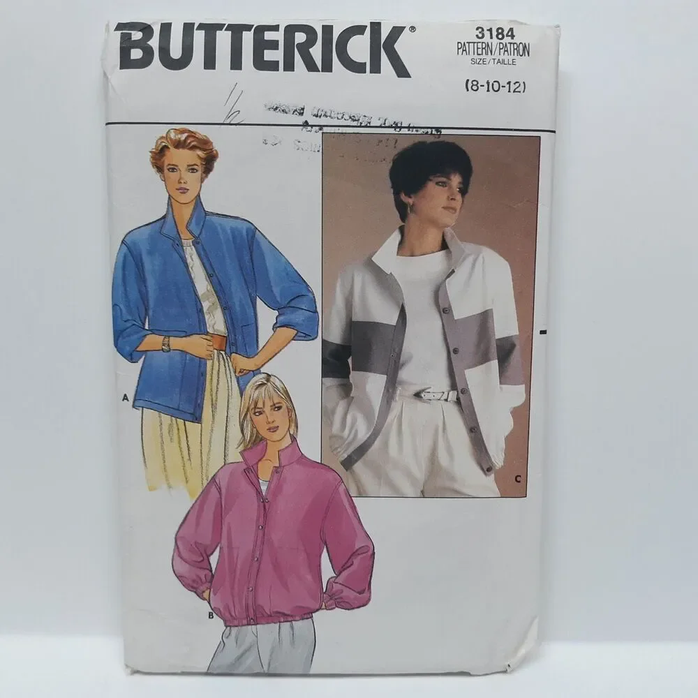 NEW Vintage Butterick Sewing Pattern 3184 8/10/12 Misses/Womens Jacket Loose Fit